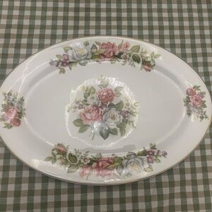 Vintage  Oval Platter with Floral Design